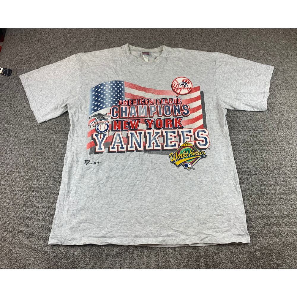 Vintage Teamwork New York Yankees American League Champions T-shirt‎ Men L Gray